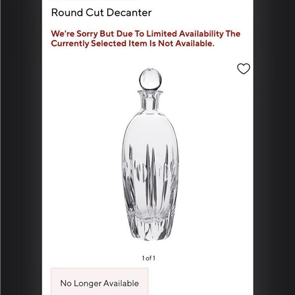 Pottery Barn Crystal Round Cut Decanter / New - Picture 2 of 3